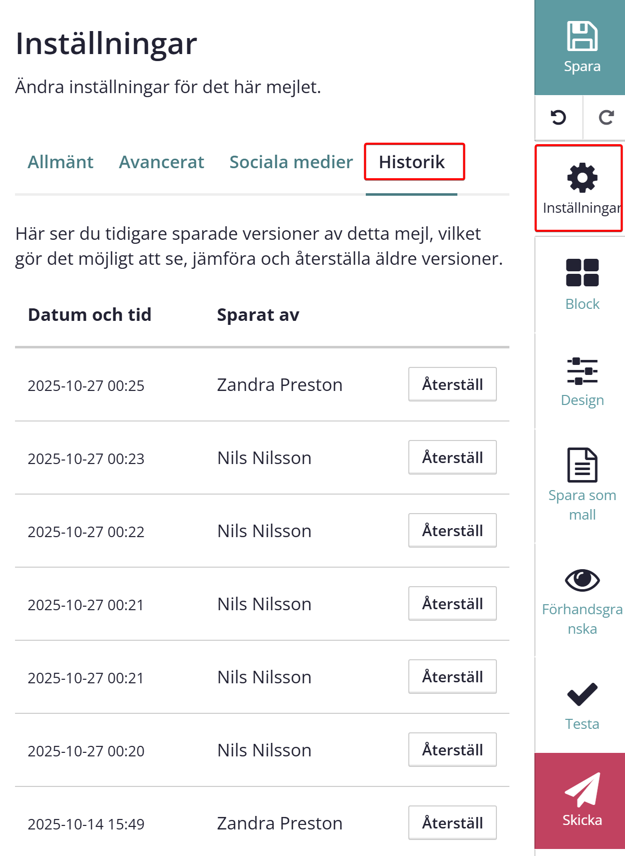 versionshantering av mejl